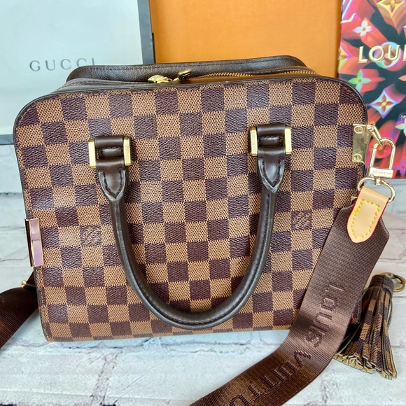 Louis Vuitton Damier Ebene Triana handbag crossbody with free strap and tassel - Picture 3 of 16